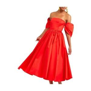 Mestiza New York Odette Convertible Midi Dress Size 8 Red Fit & Flare Formal